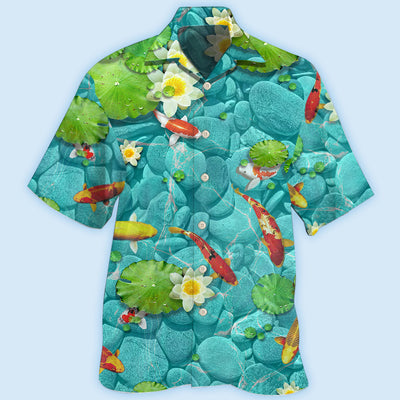 Fish Beautiful Koi Fish With Landscape - Hawaiian Shirt - Owls Matrix LTD