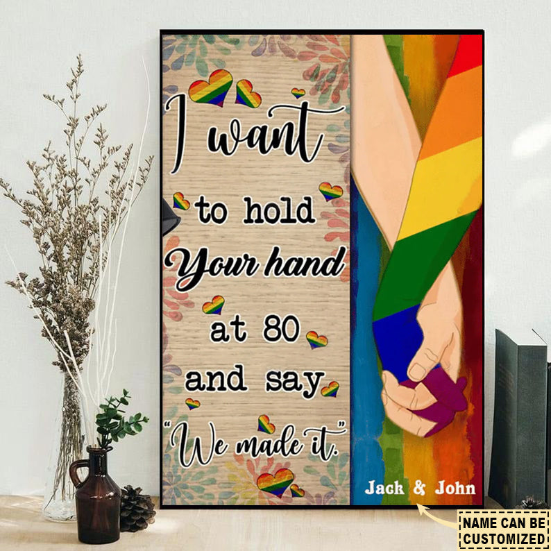LGBT Couple At My 80 Personalized - Vertical Poster - Owls Matrix LTD