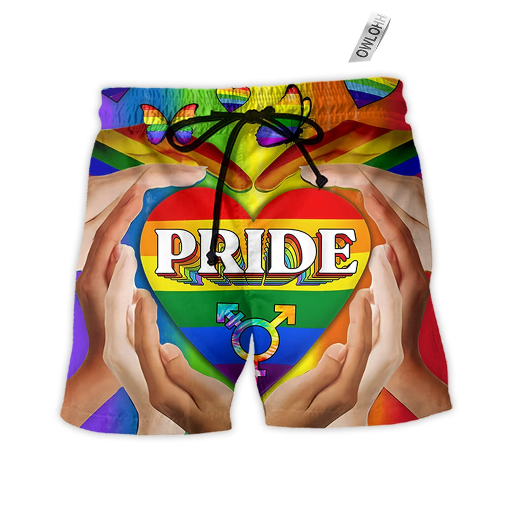 Beach Short / Adults / S LGBT Pride Love Heart Style - Beach Short - Owls Matrix LTD
