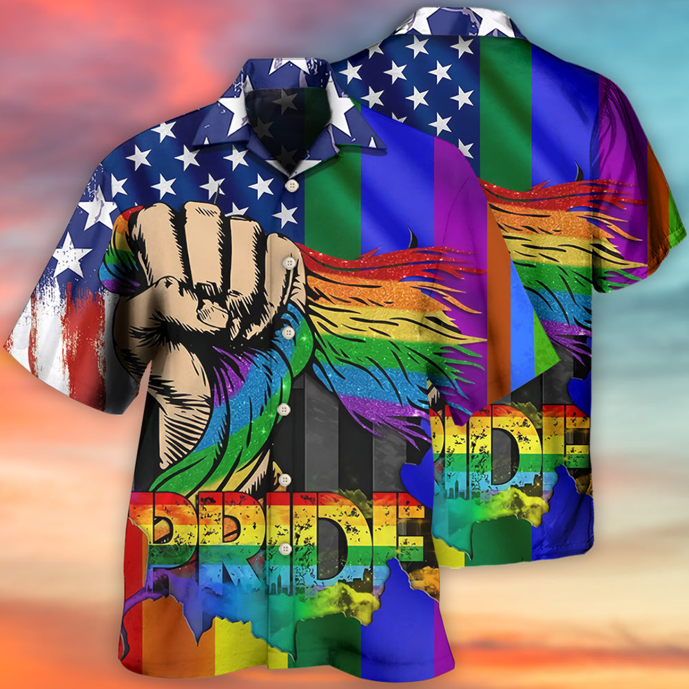 LGBT Hand Love Is Love - Hawaiian Shirt - Owls Matrix LTD
