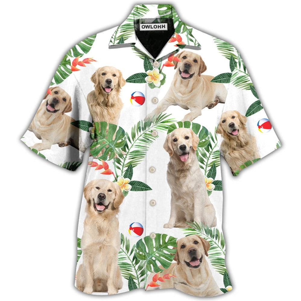 Hawaiian Shirt / Adults / S Labrador Retriever Dog Tropical Leaf White Style - Hawaiian Shirt - Owls Matrix LTD