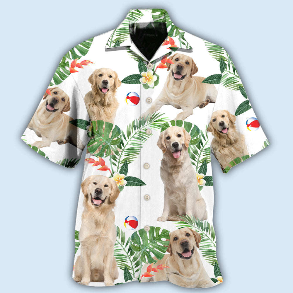 Labrador Retriever Dog Tropical Leaf White Style - Hawaiian Shirt - Owls Matrix LTD