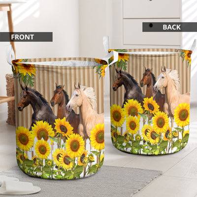 Horse Sunflower Basic Style - Laundry Basket - Owls Matrix LTD