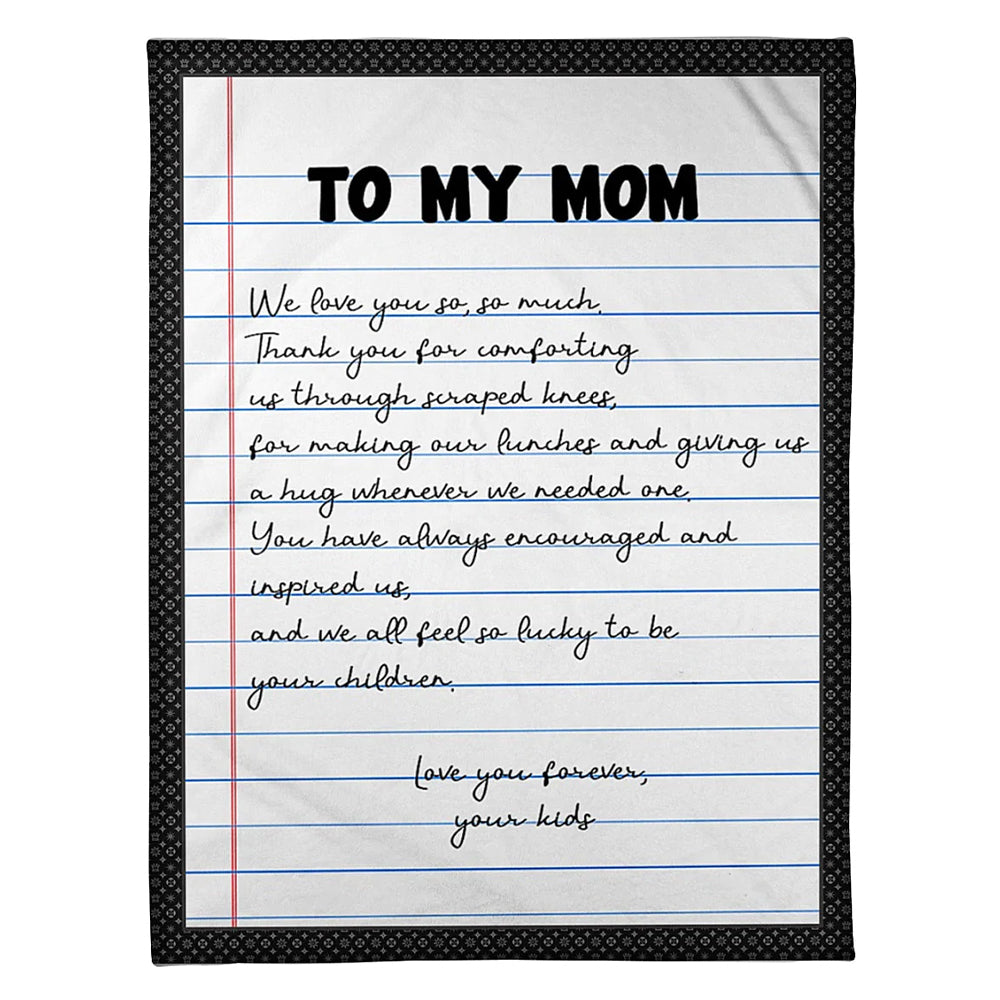 50" x 60" Letter To My Mom Letter We Love You - Flannel Blanket - Owls Matrix LTD
