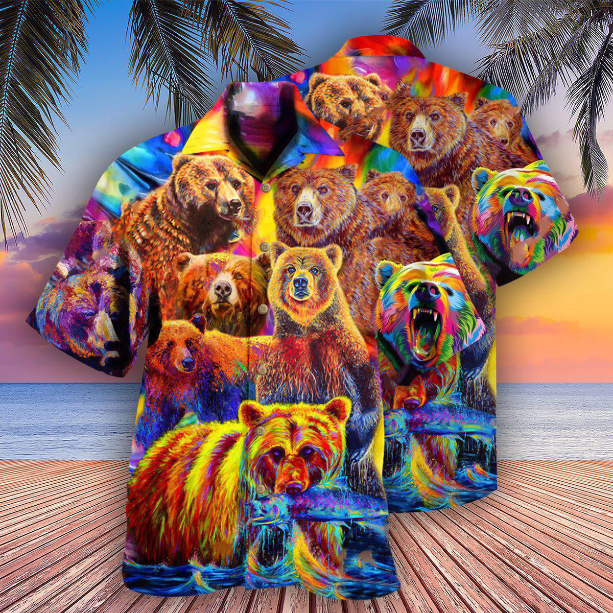 Bear Life Is Better With A Bear Color Life - Hawaiian Shirt - Owls Matrix LTD