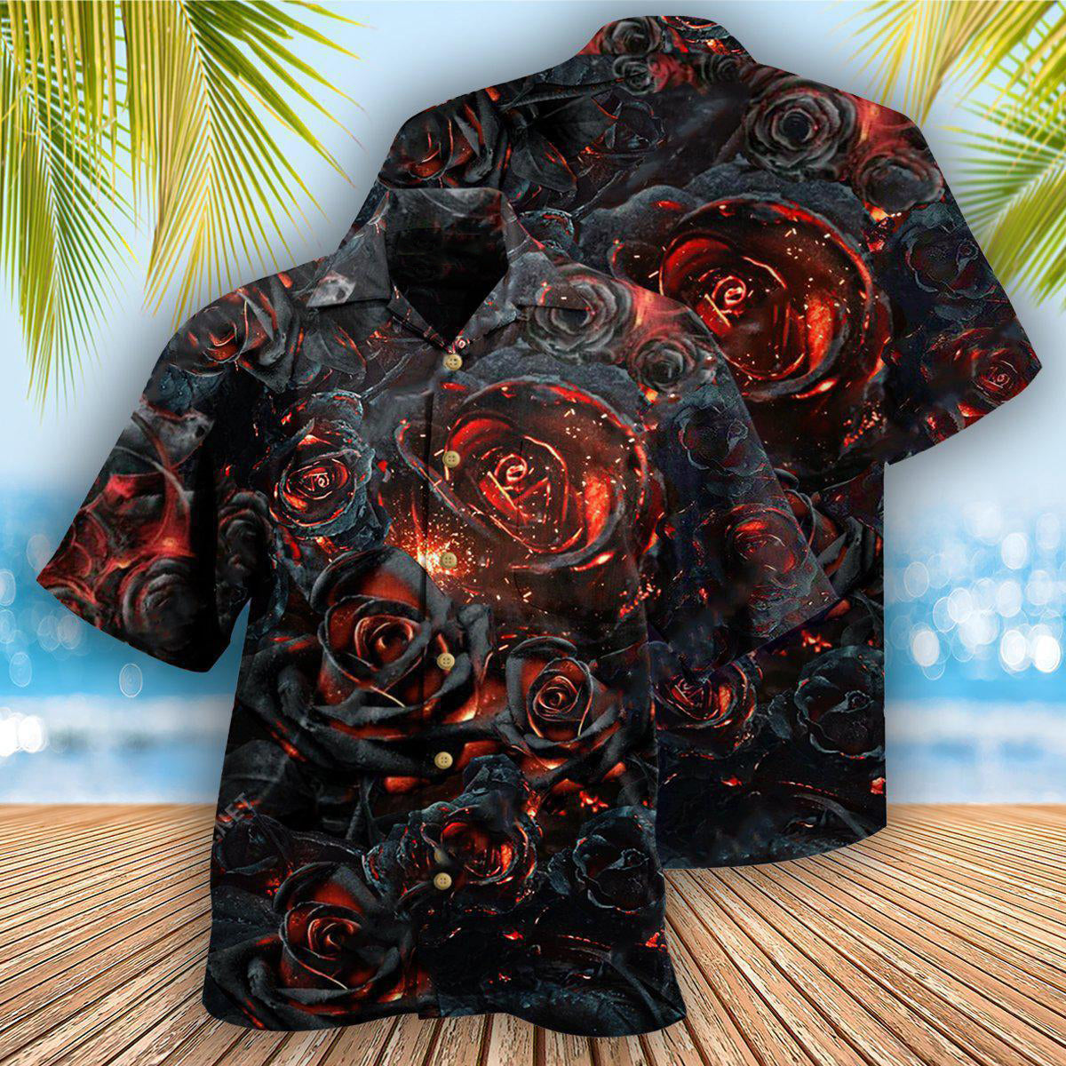 Rose Flowers Life Is Like Burning Rose - Hawaiian Shirt - Owls Matrix LTD