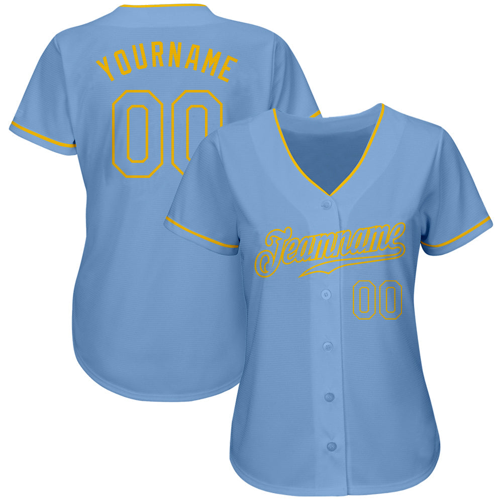 Custom Light Blue Light Blue-Gold Authentic Baseball Jersey - Owls Matrix LTD