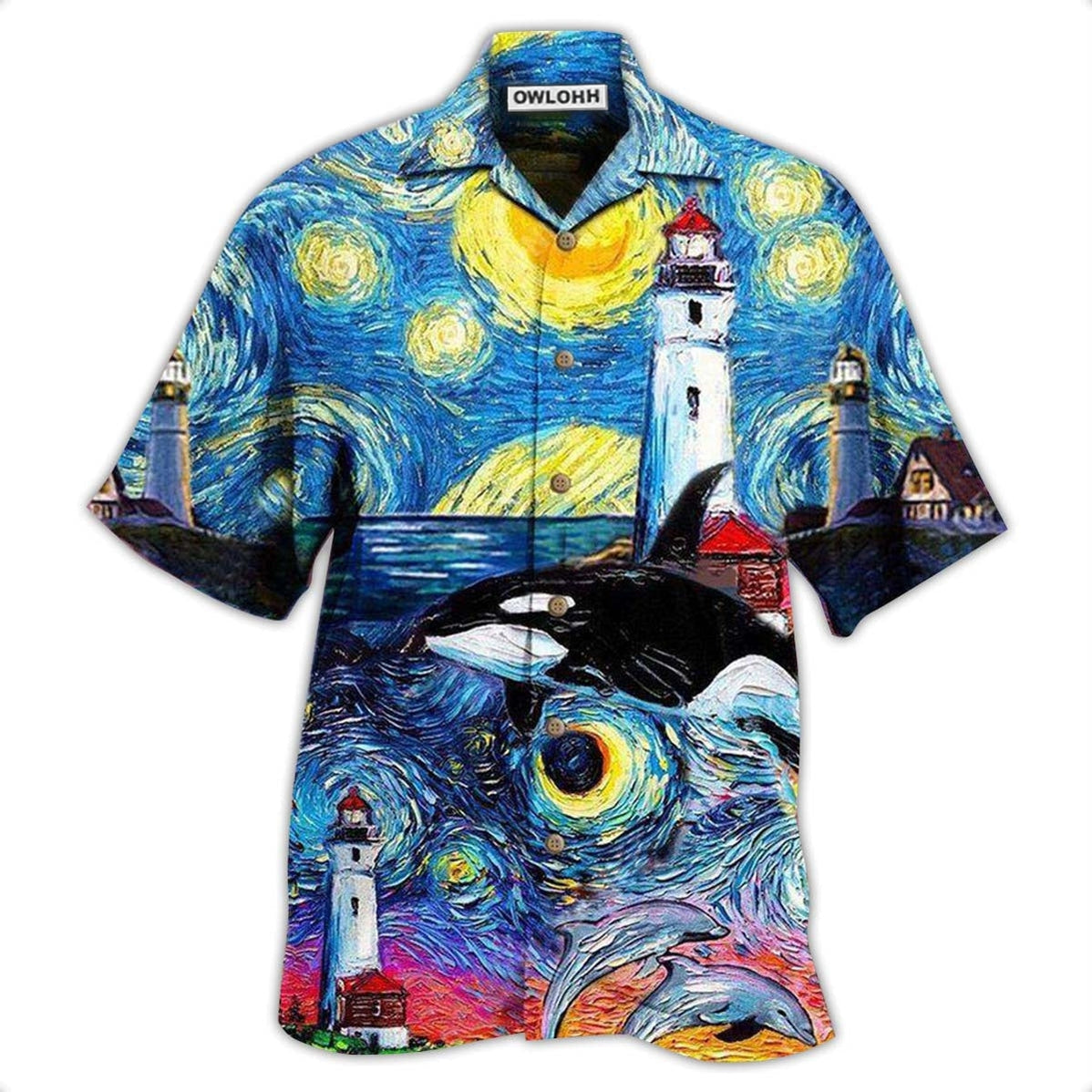 Hawaiian Shirt / Adults / S Lighthouse Finding Light In A Starry Night - Hawaiian Shirt - Owls Matrix LTD