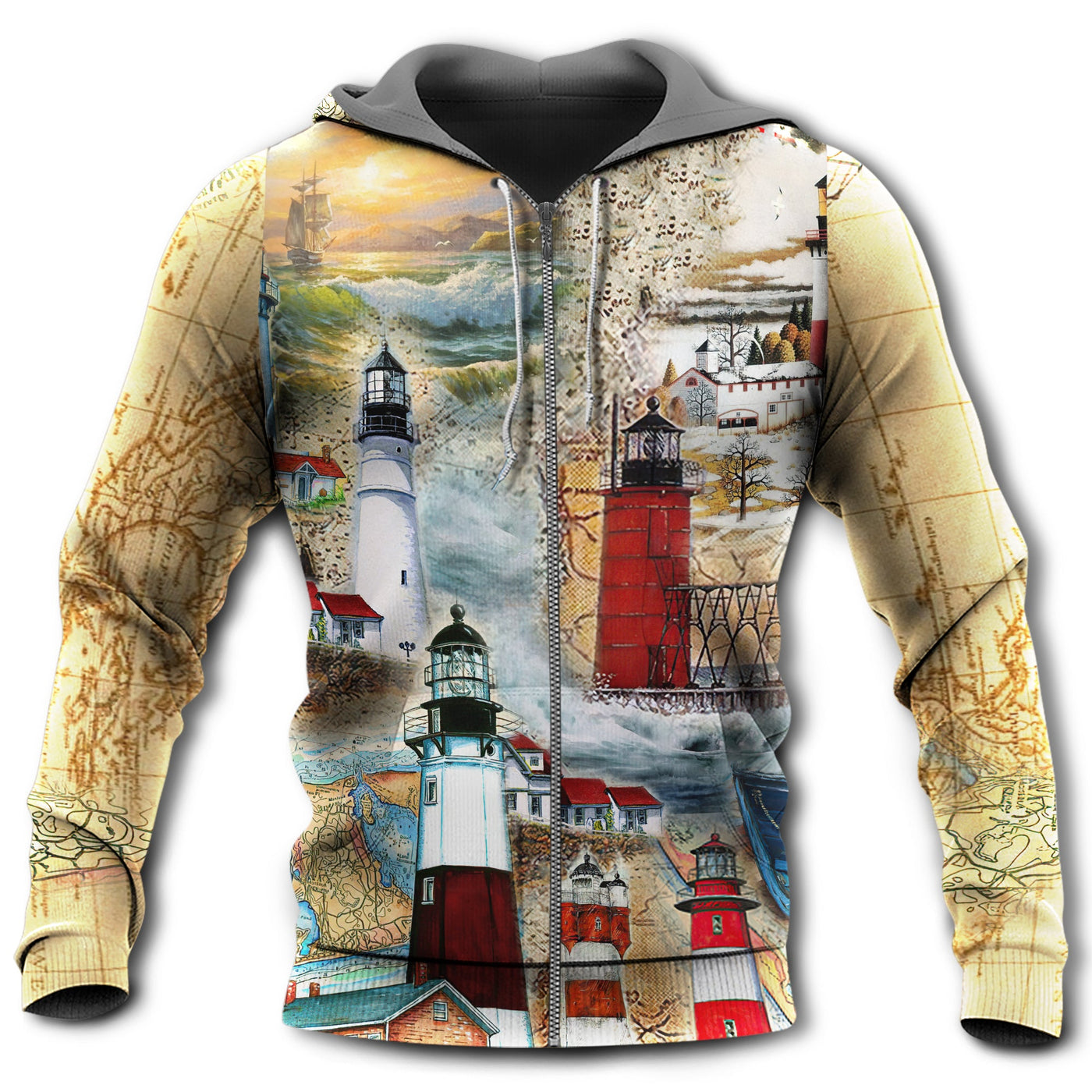 Zip Hoodie / S Lighthouse The Past Is A Lighthouse Not A Port Classic - Hoodie - Owls Matrix LTD
