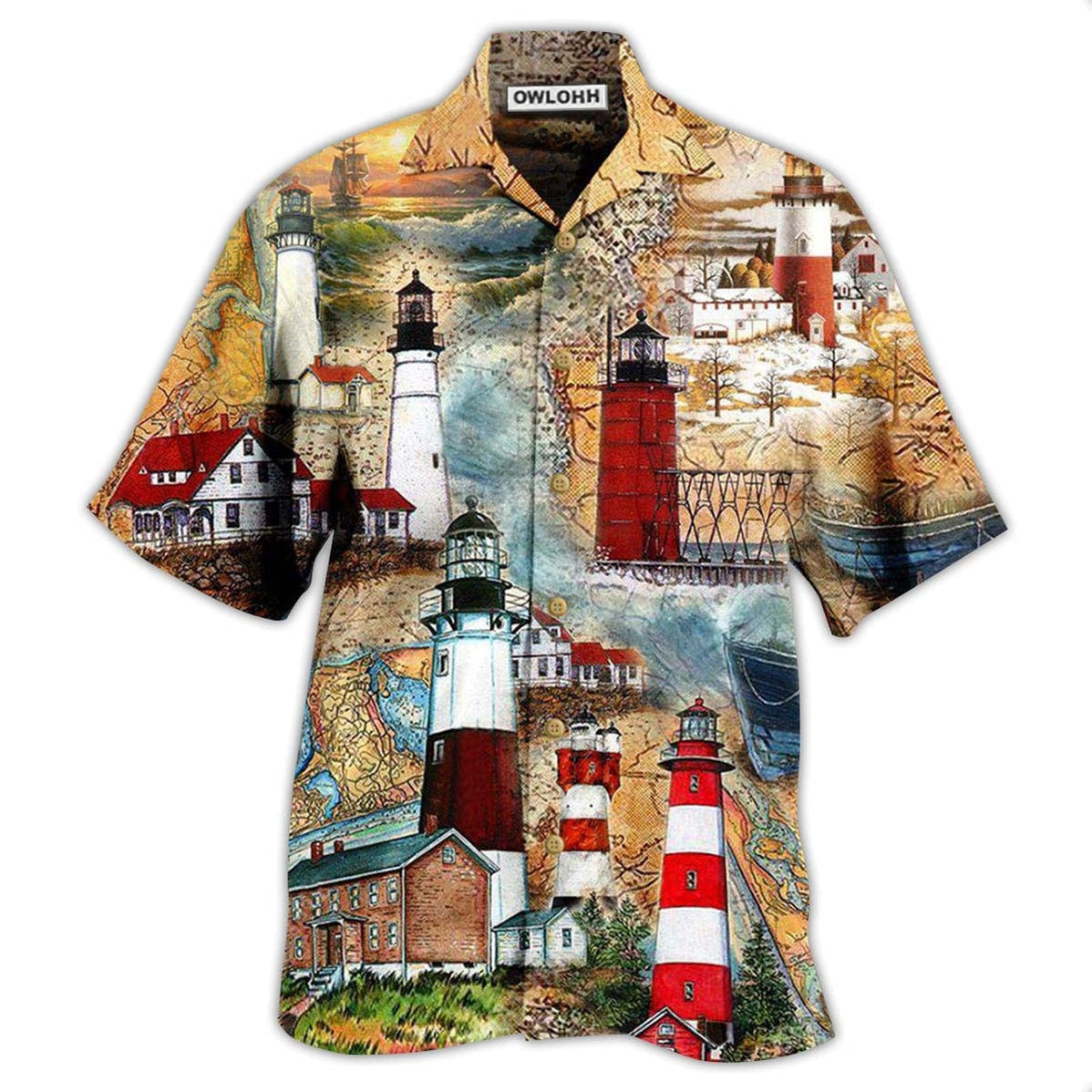 Hawaiian Shirt / Adults / S Lighthouse The Past Is A Lighthouse Not A Port - Hawaiian Shirt - Owls Matrix LTD