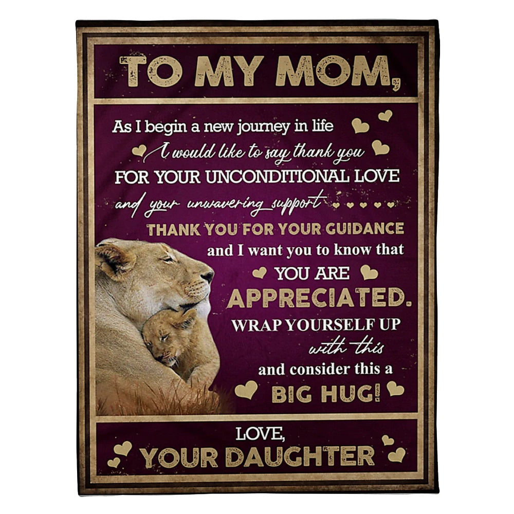 50" x 60" Lion Big Hug From Daughter - Flannel Blanket - Owls Matrix LTD
