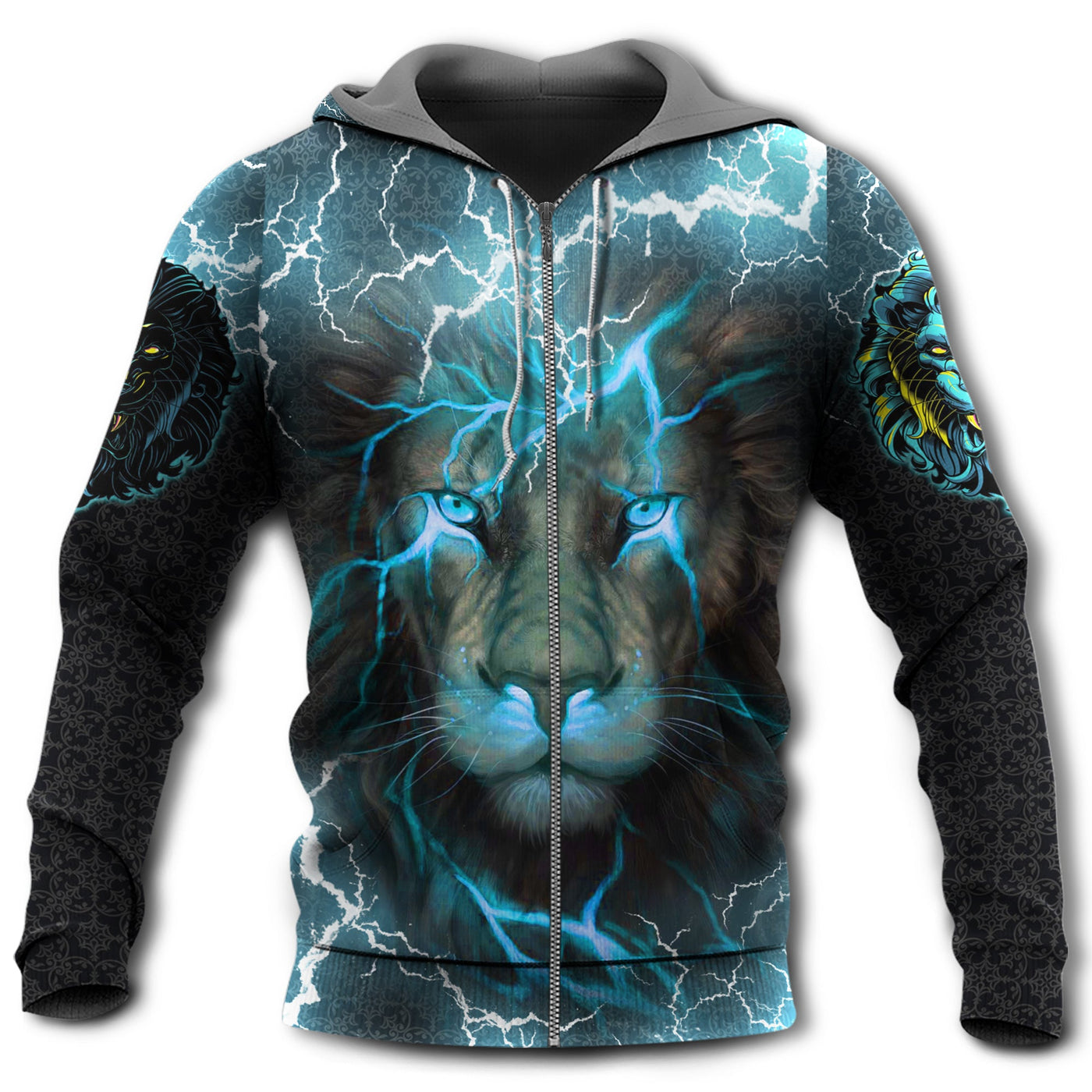 Zip Hoodie / S Lion Blue Light Strong - Hoodie - Owls Matrix LTD
