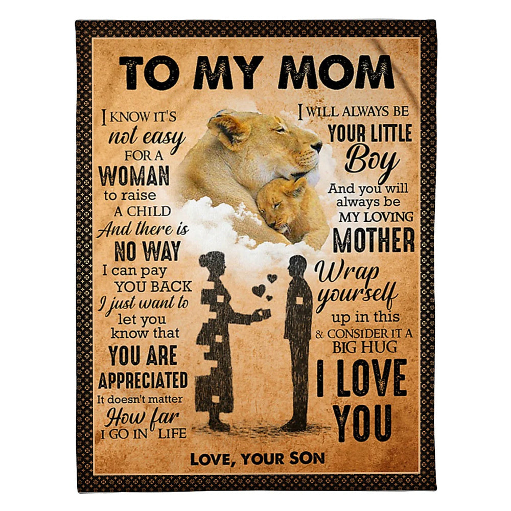 50" x 60" Lion I Am Always With You Mother - Flannel Blanket - Owls Matrix LTD