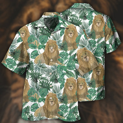 Lion So Cute Style With Tropical Leaf - Hawaiian Shirt - Owls Matrix LTD