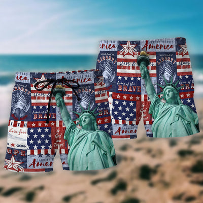 America Live Free - Beach Short - Owls Matrix LTD