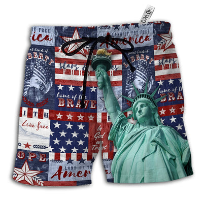 Beach Short / Adults / S America Live Free - Beach Short - Owls Matrix LTD