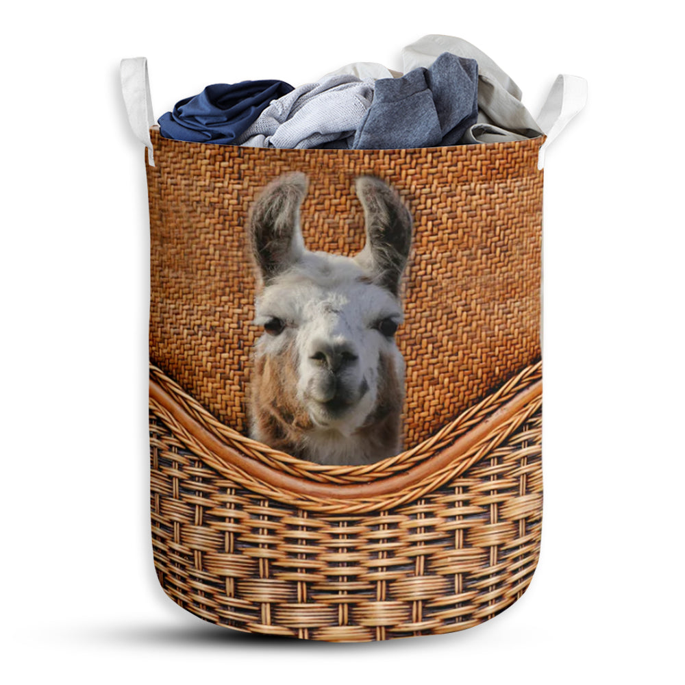 Llama Rattan Teaxture Cute - Laundry Basket - Owls Matrix LTD