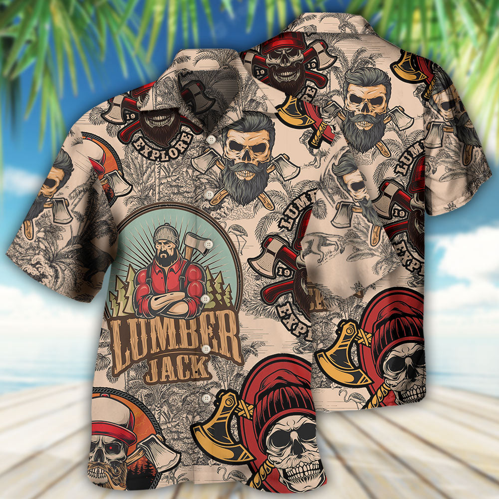 Lumberjack Cool Skull - Hawaiian Shirt - Owls Matrix LTD