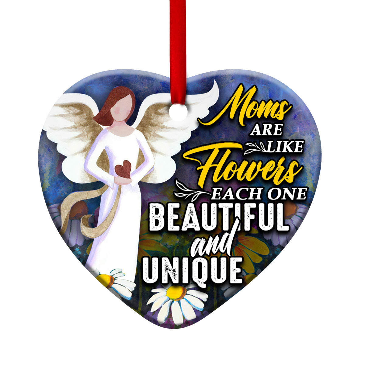 Family Moms Are Like Flowers - Heart Ornament - Owls Matrix LTD