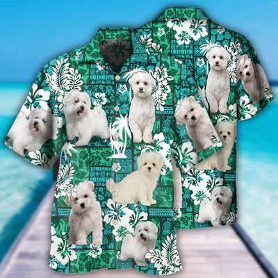 Maltese Dog Green Tropical Style - Hawaiian Shirt - Owls Matrix LTD