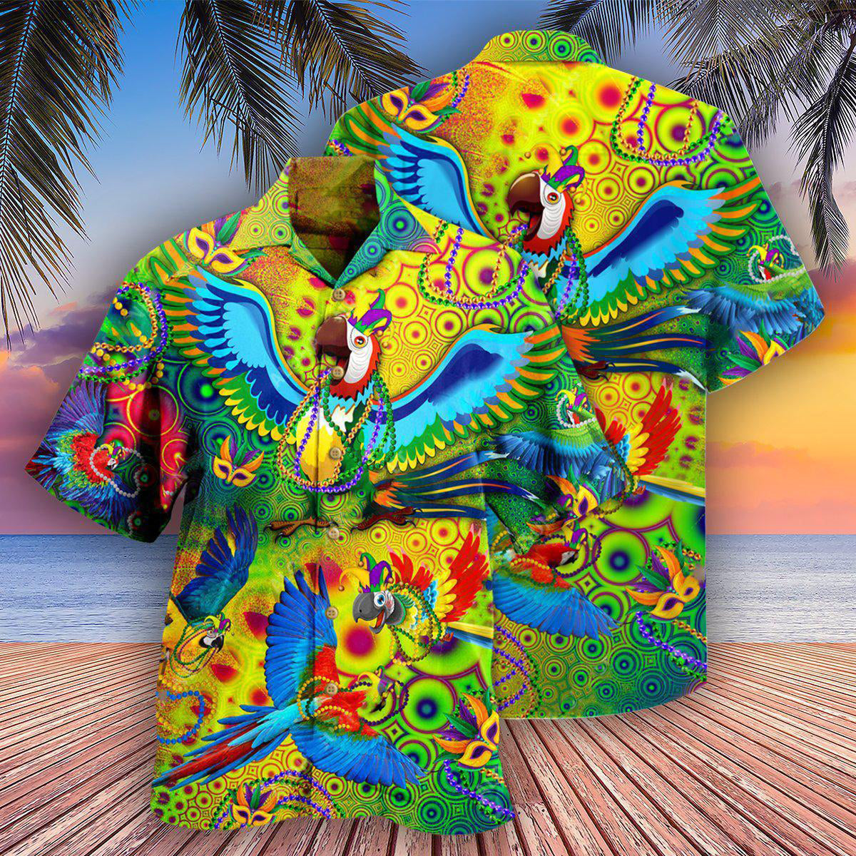Parrot Mardi Gras - Hawaiian Shirt - Owls Matrix LTD
