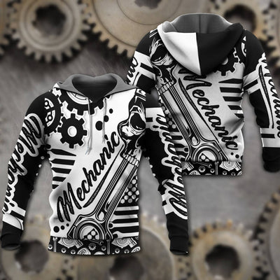 Mechanic Black And White Style - Hoodie - Owls Matrix LTD