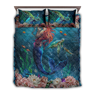 TWIN ( 50 x 60 INCH ) Mermaid Into The Ocean - Quilt Set - Owls Matrix LTD