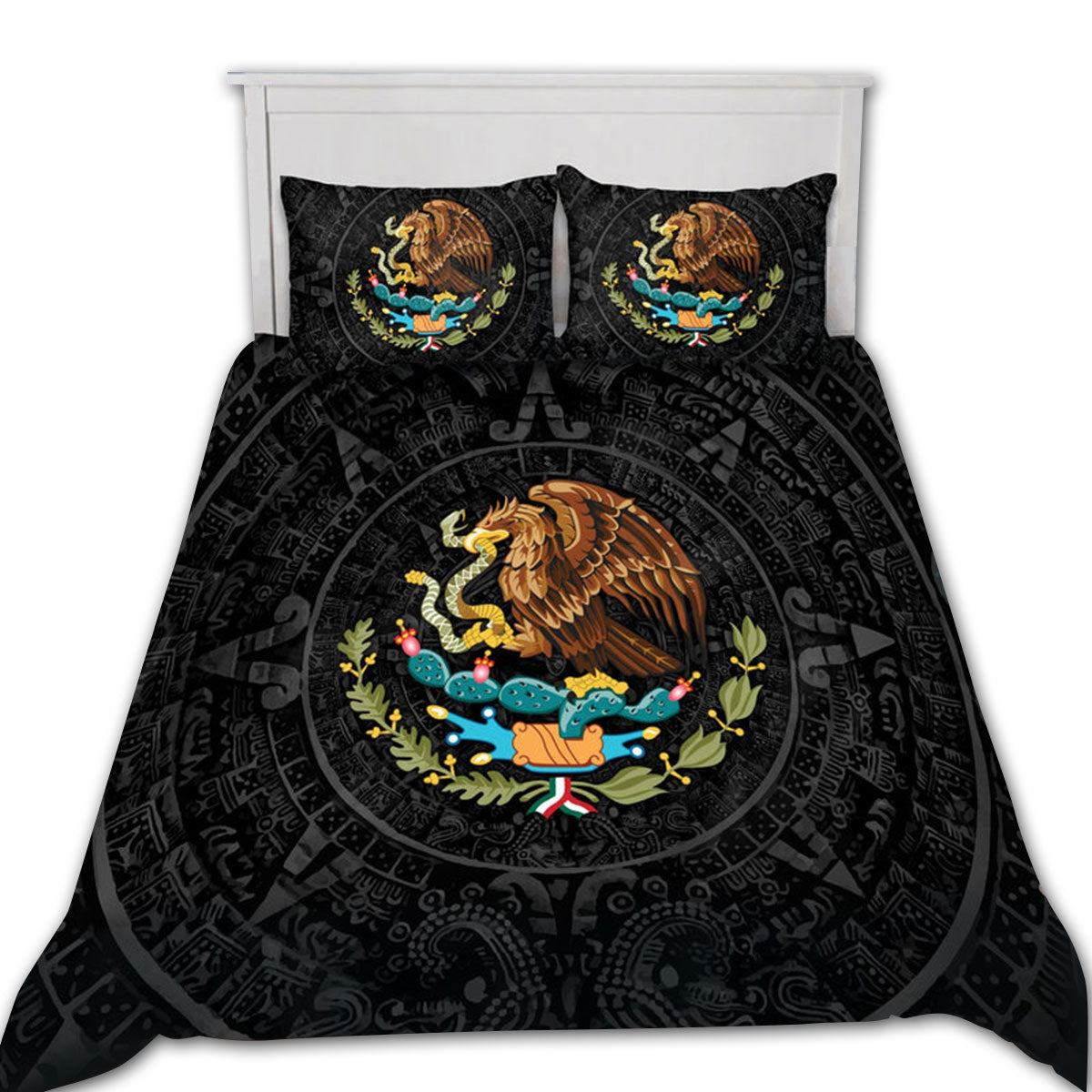 US / Twin (68" x 86") Mexican Aztec Dark Classic Style - Bedding Cover - Owls Matrix LTD