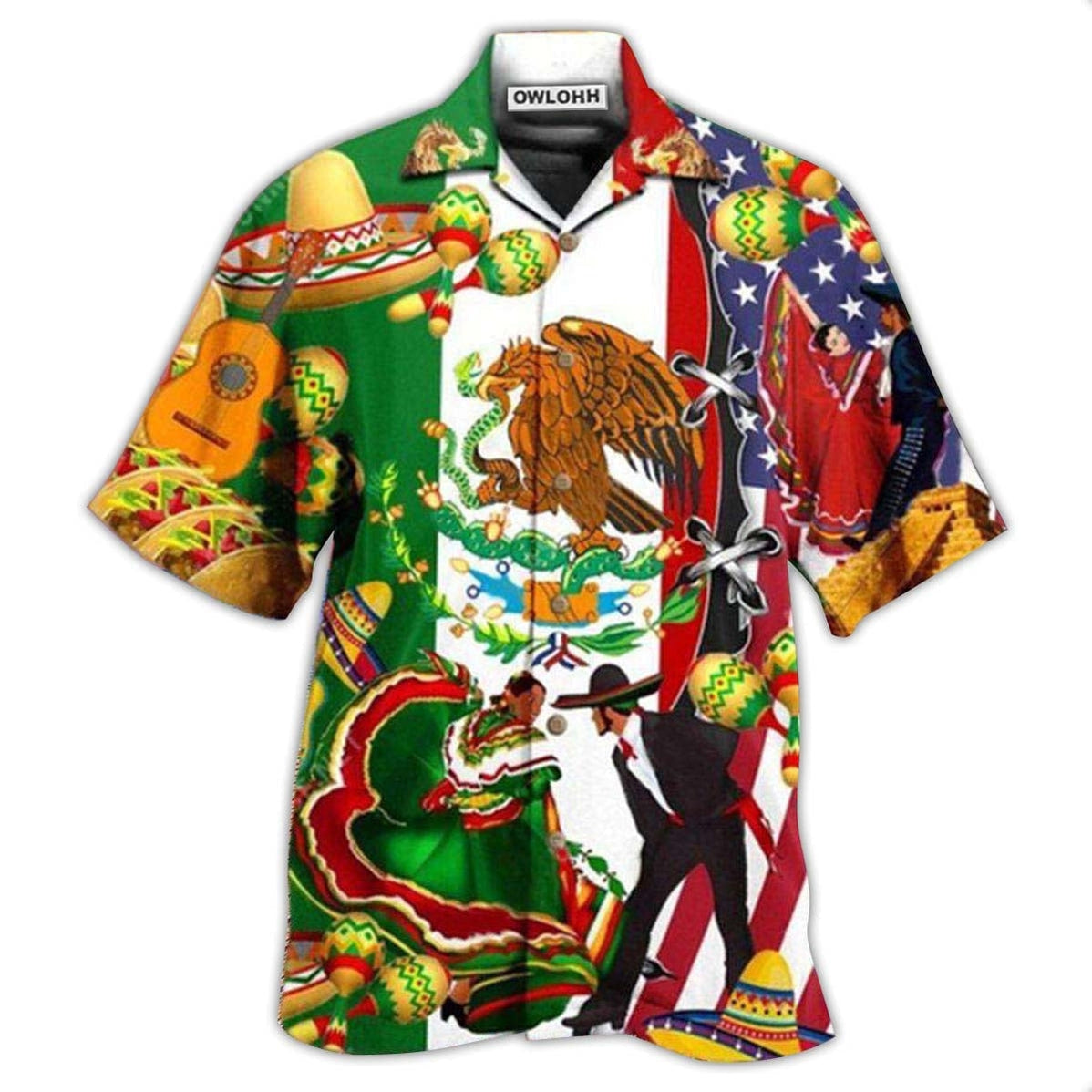 Hawaiian Shirt / Adults / S Mexican By Blood American By Birth Patriot By Choice - Hawaiian Shirt - Owls Matrix LTD