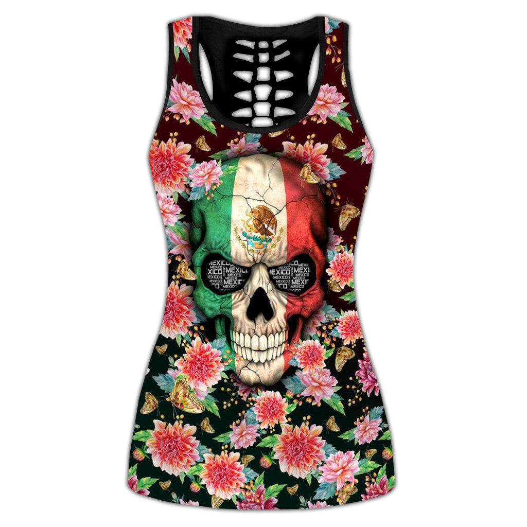 S Mexican Colorful Skull Floral - Tank Top Hollow - Owls Matrix LTD