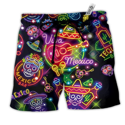 Beach Short / Adults / S Mexico Neon Color Style Colorful - Beach Short - Owls Matrix LTD