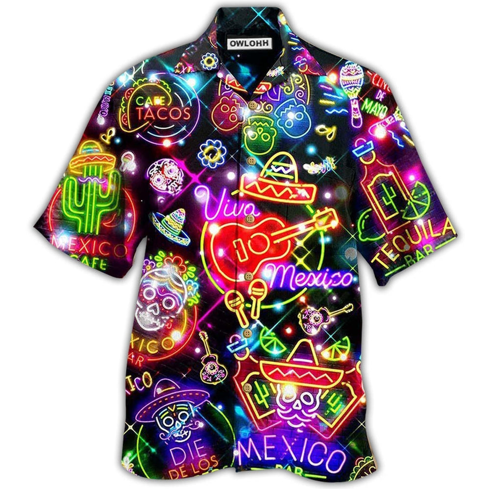 Hawaiian Shirt / Adults / S Mexico Neon Color Style With Blink - Hawaiian Shirt - Owls Matrix LTD