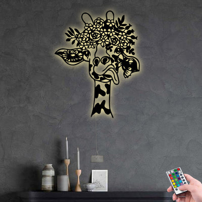 Giraffe Flower Beautiful Style - Led Light Metal - Owls Matrix LTD