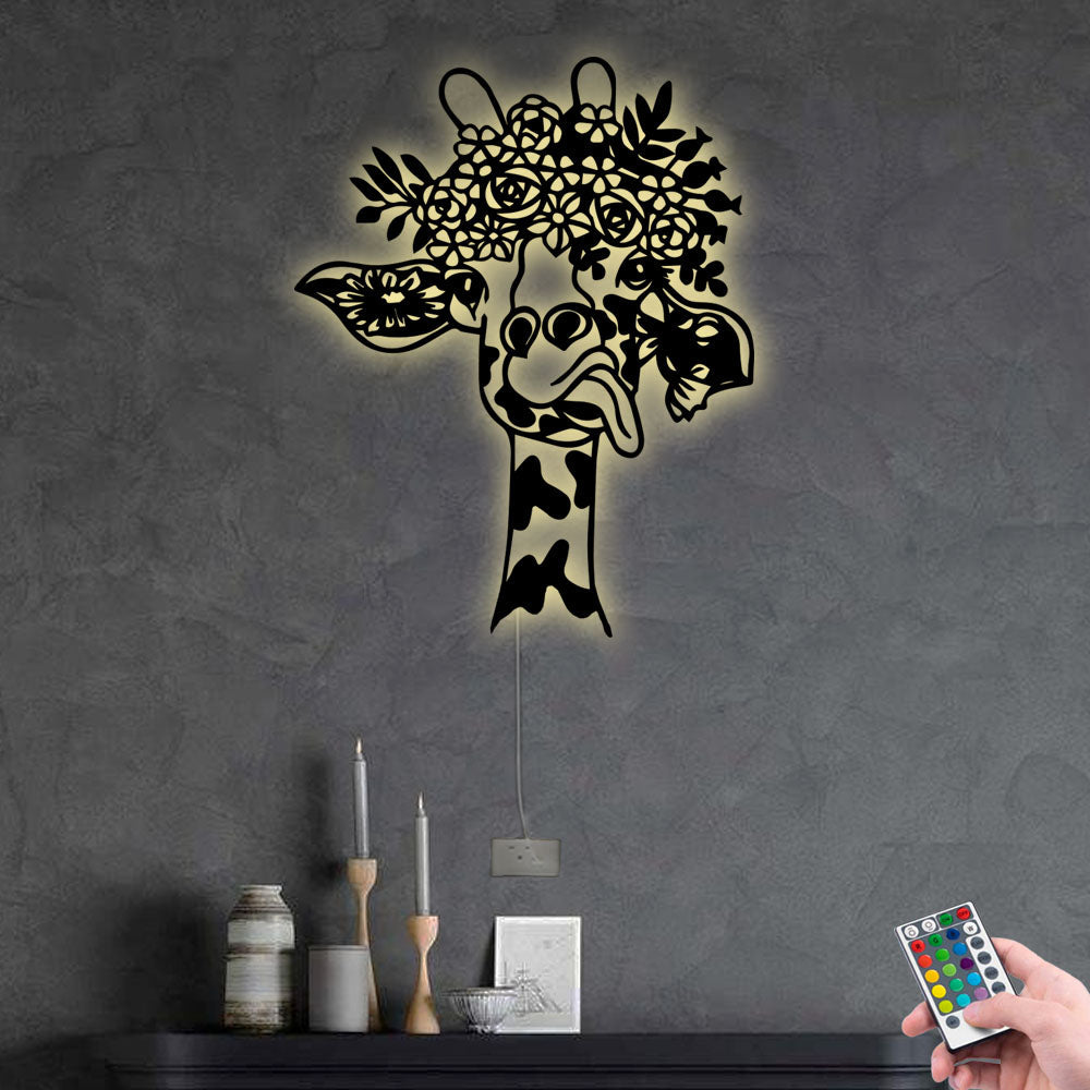 Giraffe Flower - Led Light Metal - Owls Matrix LTD