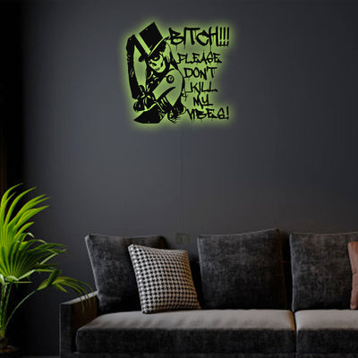 12"x12" Bitch Please Don't Kill My Vibes Walking Dead - Led Light Metal - Owls Matrix LTD