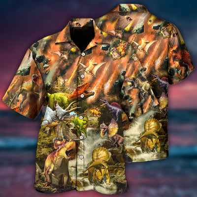 Dinosaur Disastrous War - Hawaiian Shirt - Owls Matrix LTD