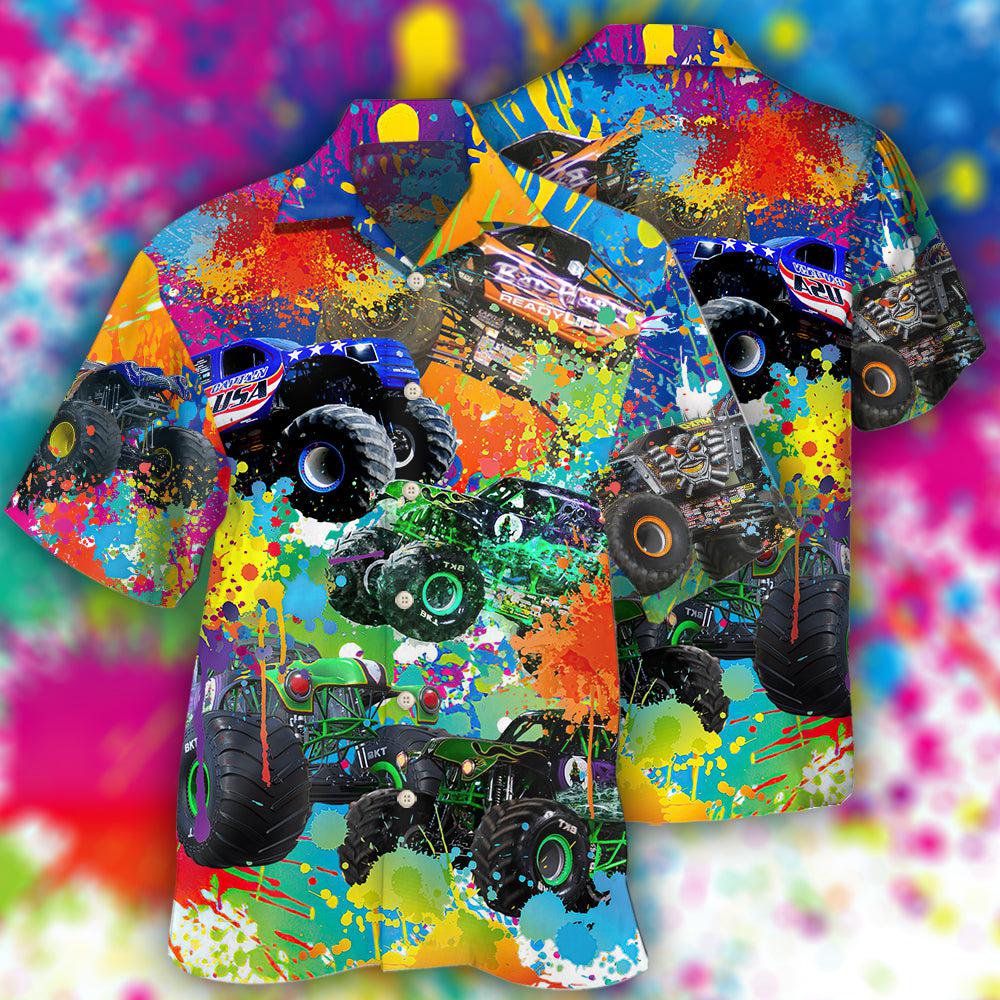 Monster Truck Colorful Painting - Hawaiian Shirt - Owls Matrix LTD
