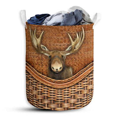 Moose Rattan Texture Cute - Laundry Basket - Owls Matrix LTD