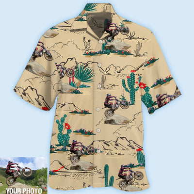 Motorcycle Trials Desert Mountain Custom Photo - Hawaiian Shirt - Owls Matrix LTD