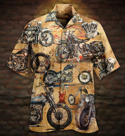 Motorcycle Vintage Style Ride And Live Today - Hawaiian Shirt - Owls Matrix LTD