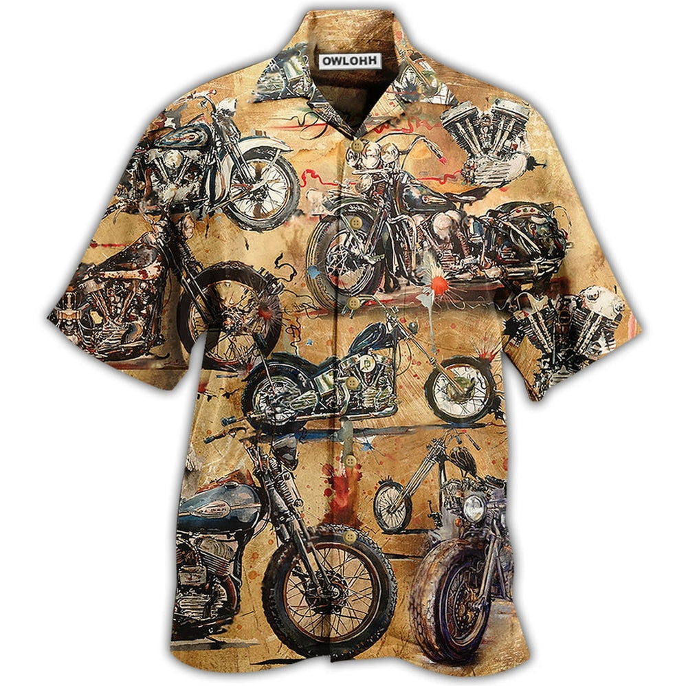 Hawaiian Shirt / Adults / S Motorcycle Vintage Style Ride And Live Today - Hawaiian Shirt - Owls Matrix LTD
