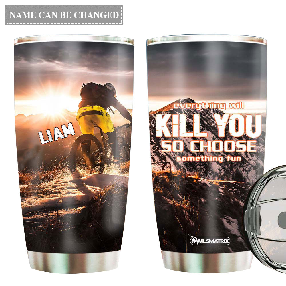 20OZ Bike Mountain Biking Something Fun Personalized - Tumbler - Owls Matrix LTD