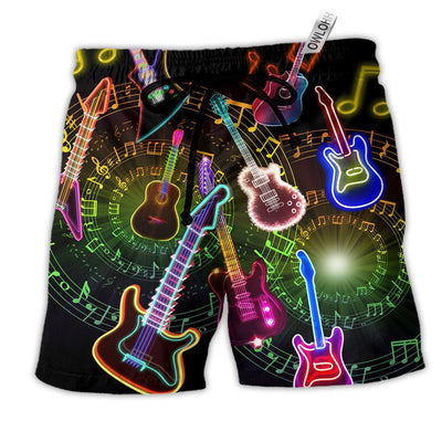Beach Short / Adults / S Music All You Need Is A Guitar Bright Color Style - Beach Short - Owls Matrix LTD