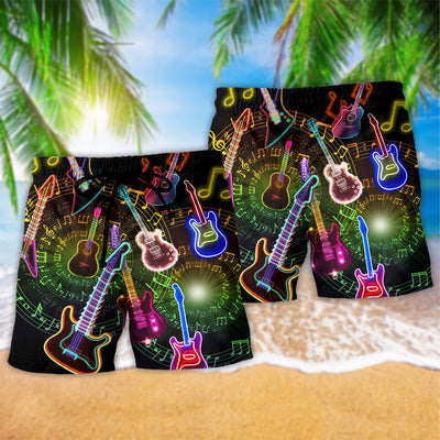 Music All You Need Is A Guitar Bright Color Style - Beach Short - Owls Matrix LTD