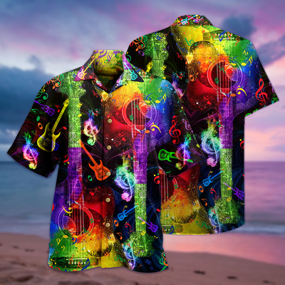 Guitar Music Amazing Rainbow - Hawaiian Shirt - Owls Matrix LTD
