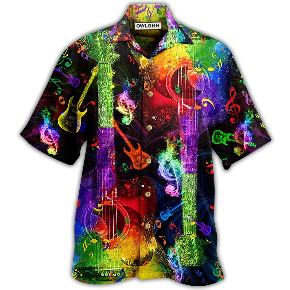 Hawaiian Shirt / Adults / S Guitar Music Amazing Rainbow - Hawaiian Shirt - Owls Matrix LTD