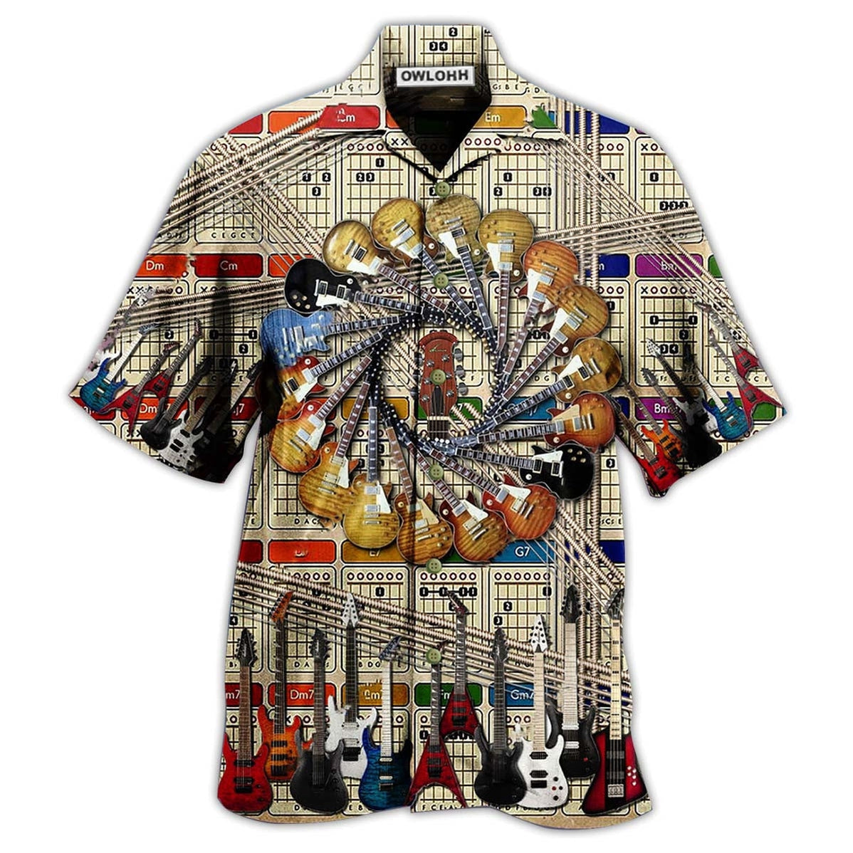 Hawaiian Shirt / Adults / S Guitar Cool Vintage Style - Hawaiian Shirt - Owls Matrix LTD