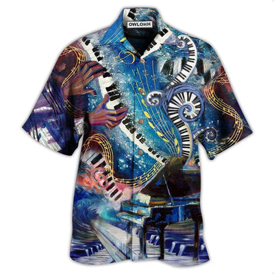 Hawaiian Shirt / Adults / S Piano Music Happiness Is Playing My Piano - Hawaiian Shirt - Owls Matrix LTD