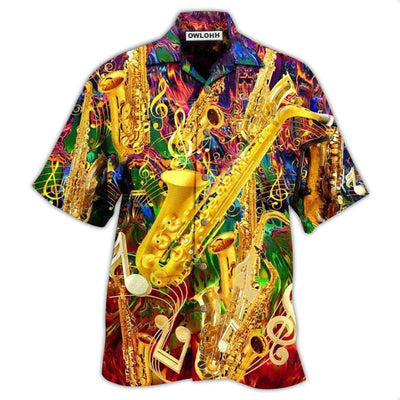 Hawaiian Shirt / Adults / S Saxophone Music I Know It - Hawaiian Shirt - Owls Matrix LTD