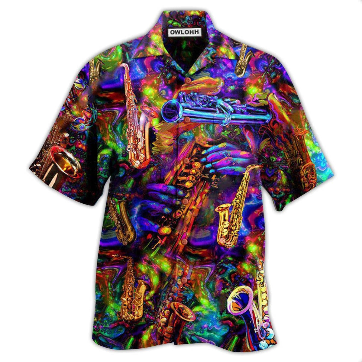 Hawaiian Shirt / Adults / S Saxophone Music Im Saxy And I Know It Saxophonist - Hawaiian Shirt - Owls Matrix LTD